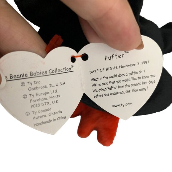 Puffer the Baby Penguin Retired TY Beanie Baby 1997 PE Pellets Excellent Cond - Picture 2 of 4